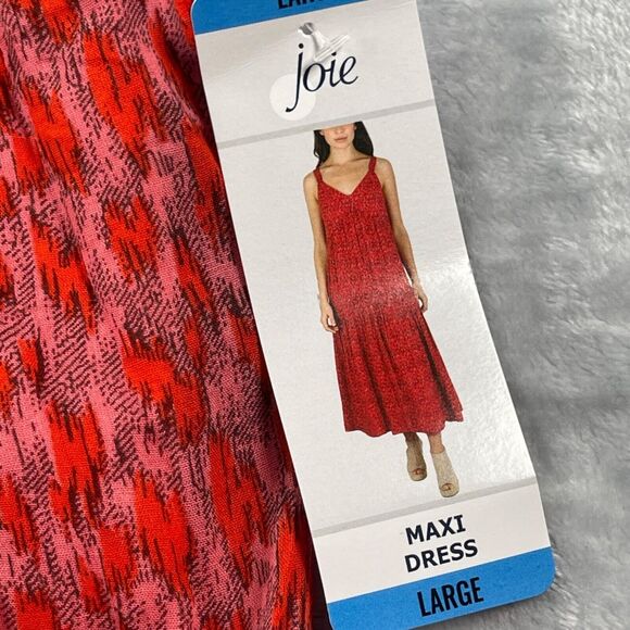 Joie Dress Womens Large Red Tea Rose Floral Relaxed Fit Sleeveless V-neck Casual - Picture 7 of 16